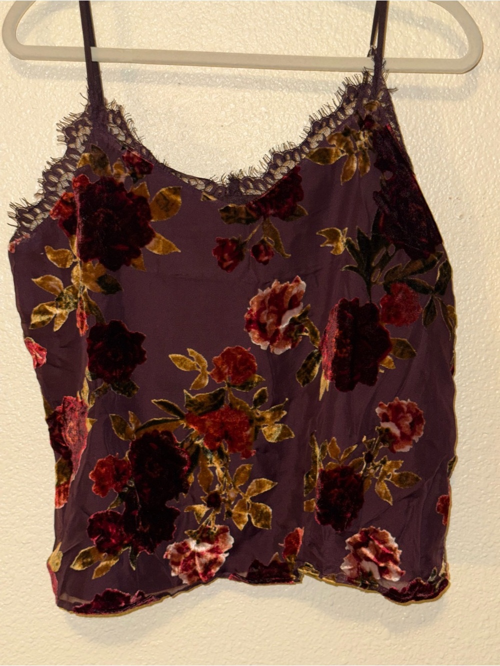 a.n.a Plum Floral Velvet-Trim Cami